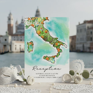 Italien Watercolor Map Wedding Reception Begleitkarte
