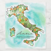Italien | Weitere Wasserfarbenkarte Hochzeit Weinetikett (Einzelnes Label)