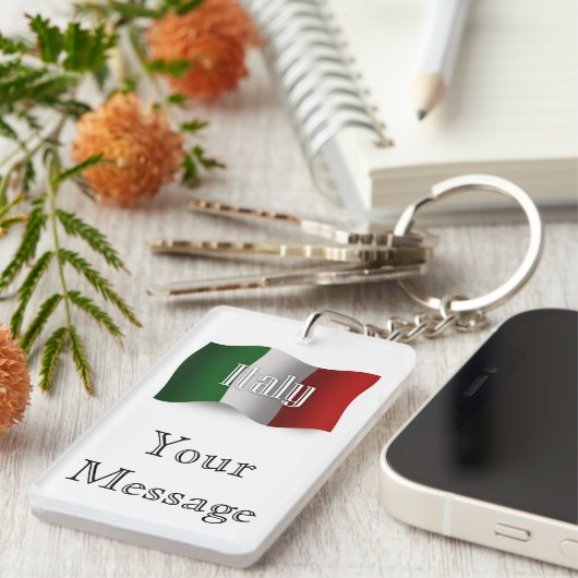 Italien - Wellenflagge Schlüsselanhänger (Vorderseite rechts)