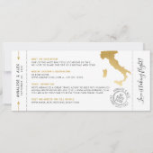 Italien Ziel Boarding Pass Save the Date Gold Einladung (Rückseite)