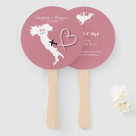 Italien Ziel Elopement Wedding Hand Fan Fächer (Vorne und Hinten)