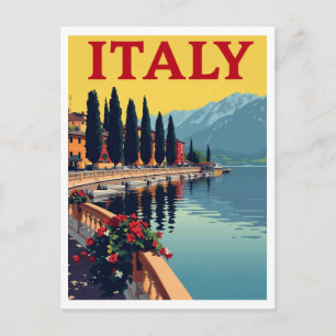ITALIEN Zypressen am See Postkarte