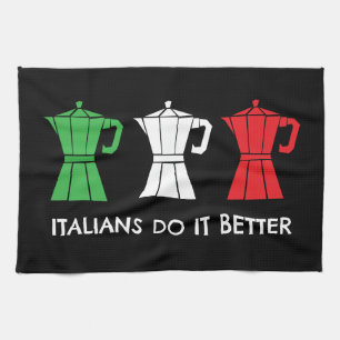 Italiener machen es besser Moka Pot Kaffee Humor Geschirrtuch