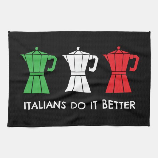Italiener machen es besser Moka Pot Kaffee Humor Geschirrtuch (Horizontal)