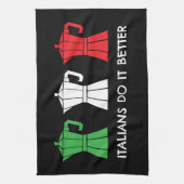 Italiener machen es besser Moka Pot Kaffee Humor Geschirrtuch (Vertikal)