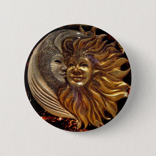 Italiener Sun u. Mond Carnaval Masken Button (Vorderseite)