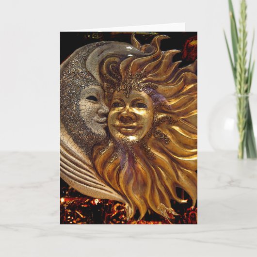 Italiener Sun u. Mond Carnaval Masken Karte (Vorderseite)