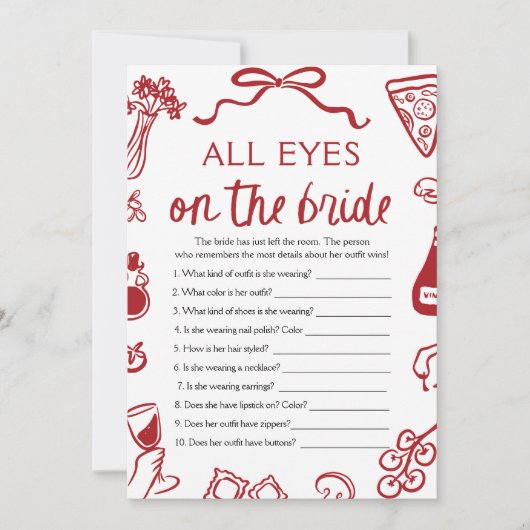 Italienisch Alle Augen auf dem Brautparty Bride Einladung (Vorderseite)