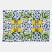 Italienisch Amalfi Blau-Fliesen Zitronen Geschirrtuch (Horizontal)