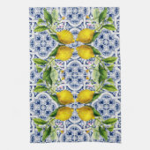 Italienisch Amalfi Blau-Fliesen Zitronen Geschirrtuch (Vertikal)