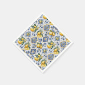 Italienisch Amalfi Blau-Fliesen Zitronen Serviette (Ecke)