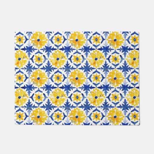 Italienisch-Amalfi-blaue, gelbe Fliesen Fußmatte (Vorderseite)