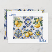 Italienisch Amalfi Coast blue white tiles lemons Postkarte (Vorne/Hinten)