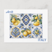 Italienisch Amalfi Coast blue white tiles lemons Postkarte (Vorderseite)