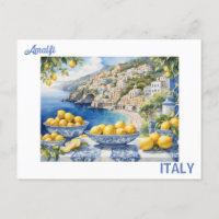 Italienisch Amalfi Coast blue white tiles lemons