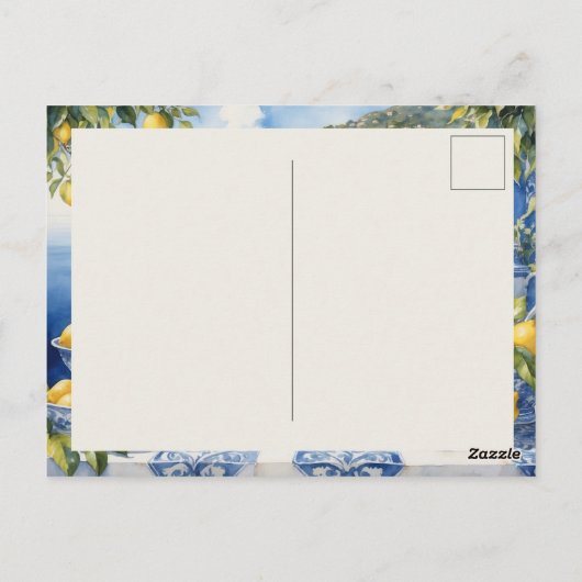 Italienisch Amalfi Coast blue white tiles lemons Postkarte (Rückseite)