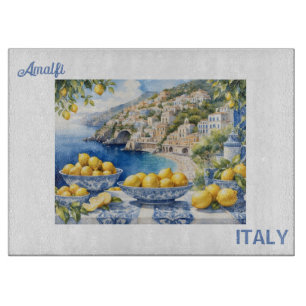 Italienisch Amalfi Coast blue white tiles lemons Schneidebrett