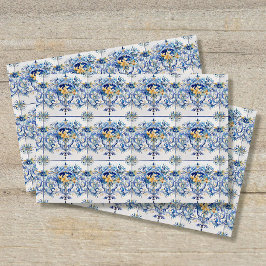 Italienisch Amalfi Küste Tile Blau und Weiß Decoup Seidenpapier