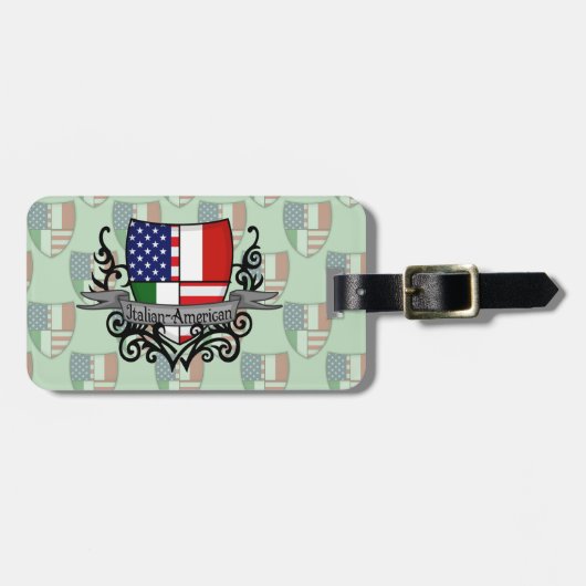 Italienisch-Amerikanische Schild-Flagge Gepäckanhänger (Vorderseite horizontal)
