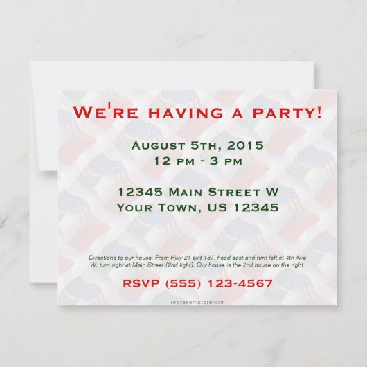 Italienisch-Amerikanische wellenartig bewegende Einladung (Rückseite)