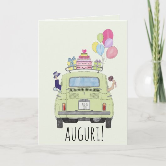 Italienisch Auguri Hochzeitstag Fiat 500 Karte (Vorderseite)