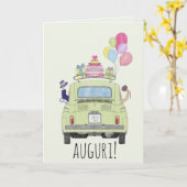Italienisch Auguri Hochzeitstag Fiat 500 Karte (Gelbe Blume)