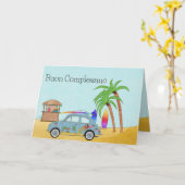 Italienisch Birthday Aloha Surf Fiat 500 Karte (Gelbe Blume)