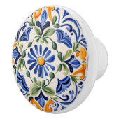 Italienisch Blau und Gelb Blume Keramikknauf (Rechts)