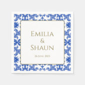 Italienisch Blau und Weiß Hochzeit Napkins Serviette (Vorderseite)
