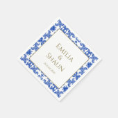 Italienisch Blau und Weiß Hochzeit Napkins Serviette (Ecke)