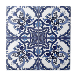 Italienisch blau-weiß sizilianisch Majolica Mosaik Fliese