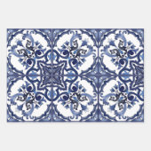Italienisch blau-weiß sizilianisch Majolica Mosaik Geschenkpapier Set (Vorderseite)