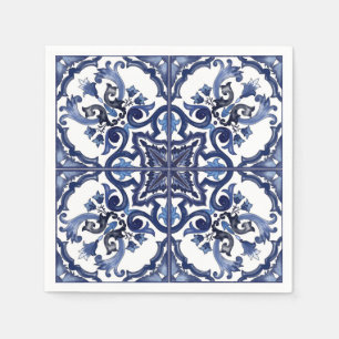 Italienisch blau-weiß sizilianisch Majolica Mosaik Serviette