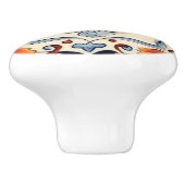 Italienisch-blaue Creme-Blume Keramikknauf (Seitenansicht)