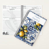 Italienisch blaue Fliesen und Zitronen Ihr Namensr Notizblock (Innen)