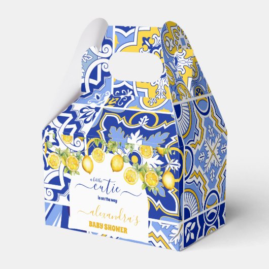 Italienisch blaue Fliesen Wasserfarben Zitrone Bab Geschenkschachtel (Vorderseite)
