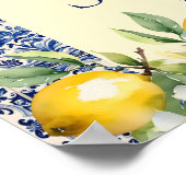Italienisch-blaue Fliesen Wasserfarben Zitrone Bab Poster (Ecke)