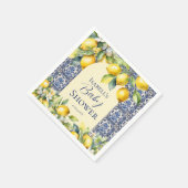 Italienisch-blaue Fliesen Wasserfarben Zitrone Bab Serviette (Ecke)
