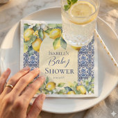 Italienisch-blaue Fliesen Wasserfarben Zitrone Bab Serviette