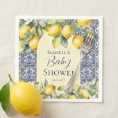Italienisch-blaue Fliesen Wasserfarben Zitrone Bab Serviette