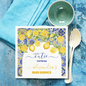 Italienisch blaue Fliesen Wasserfarben Zitrone Bab Serviette