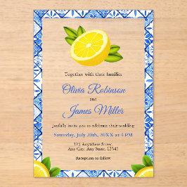 Italienisch-blaue Tile - Lemon Wedding Acryleinladungen