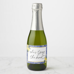 Italienisch Blauer Brautparty Champagne Schaumweinetikett