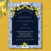 Italienisch Blue Tile Lemon Mediterrane Hochzeit