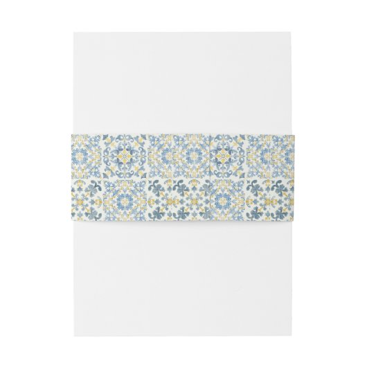 Italienisch Blue Tile Lemon Wedding Einladungsbanderole (Rückseitenbeispiel)
