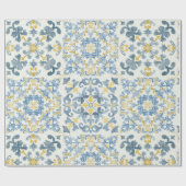 Italienisch Blue Tile Lemon Wedding Geschenkpapier (Flach)