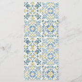 Italienisch Blue Tile Lemon Wedding Menükarte (Rückseite)