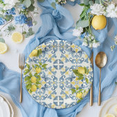 Italienisch Blue Tile Lemon Wedding Pappteller