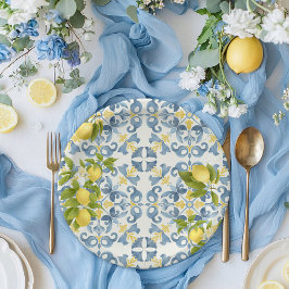 Italienisch Blue Tile Lemon Wedding Pappteller