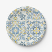 Italienisch Blue Tile Lemon Wedding Pappteller (Vorderseite)